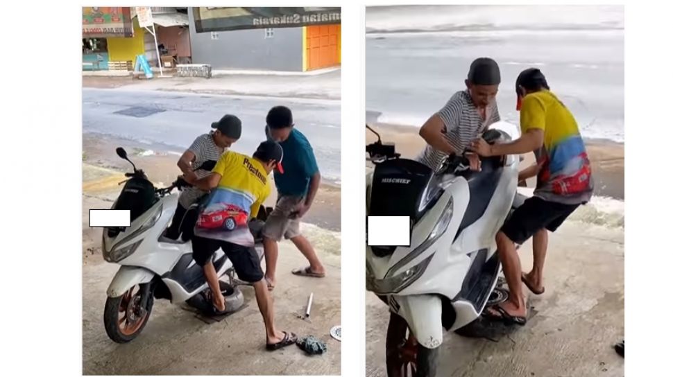 Cara Copot Standar Tengah Beat. Cara Gerombolan Pria Copot Ban dari Pelek Motor Bikin Publik