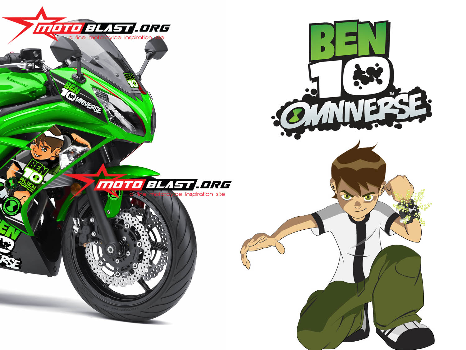 Kartun Motor Ninja. MOGE SERIES ! Kawasaki Ninja ER6F Green lebih unyu dengan