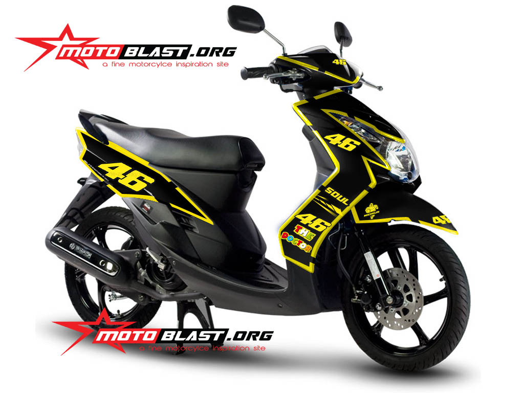 Modifikasi Mio Soul 2010. Modif striping Yamaha mio soul 2010 Black Rossi 46!