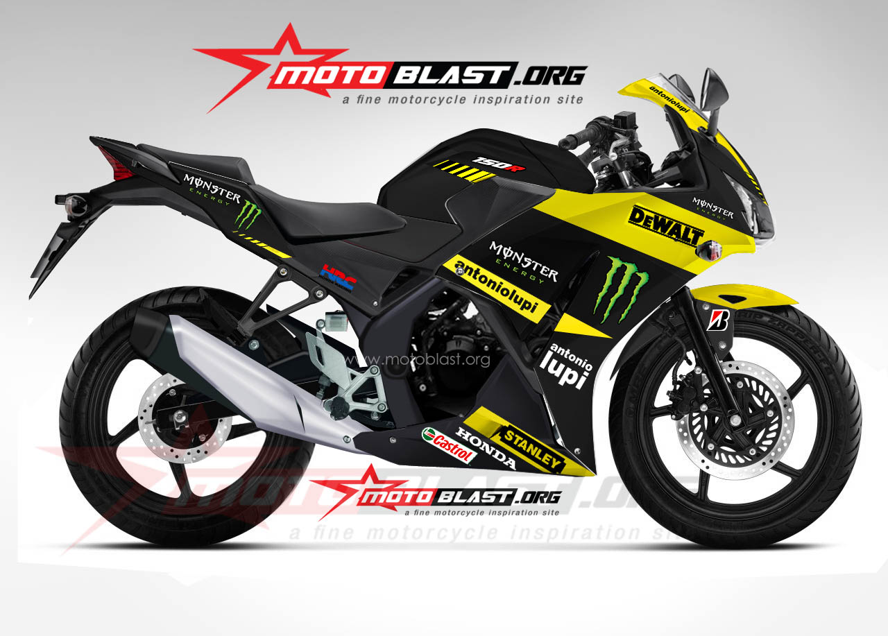 Cbr Lokal Modif Motogp. Modif Striping Honda CBR150R Black Monster Tech3 Motogp