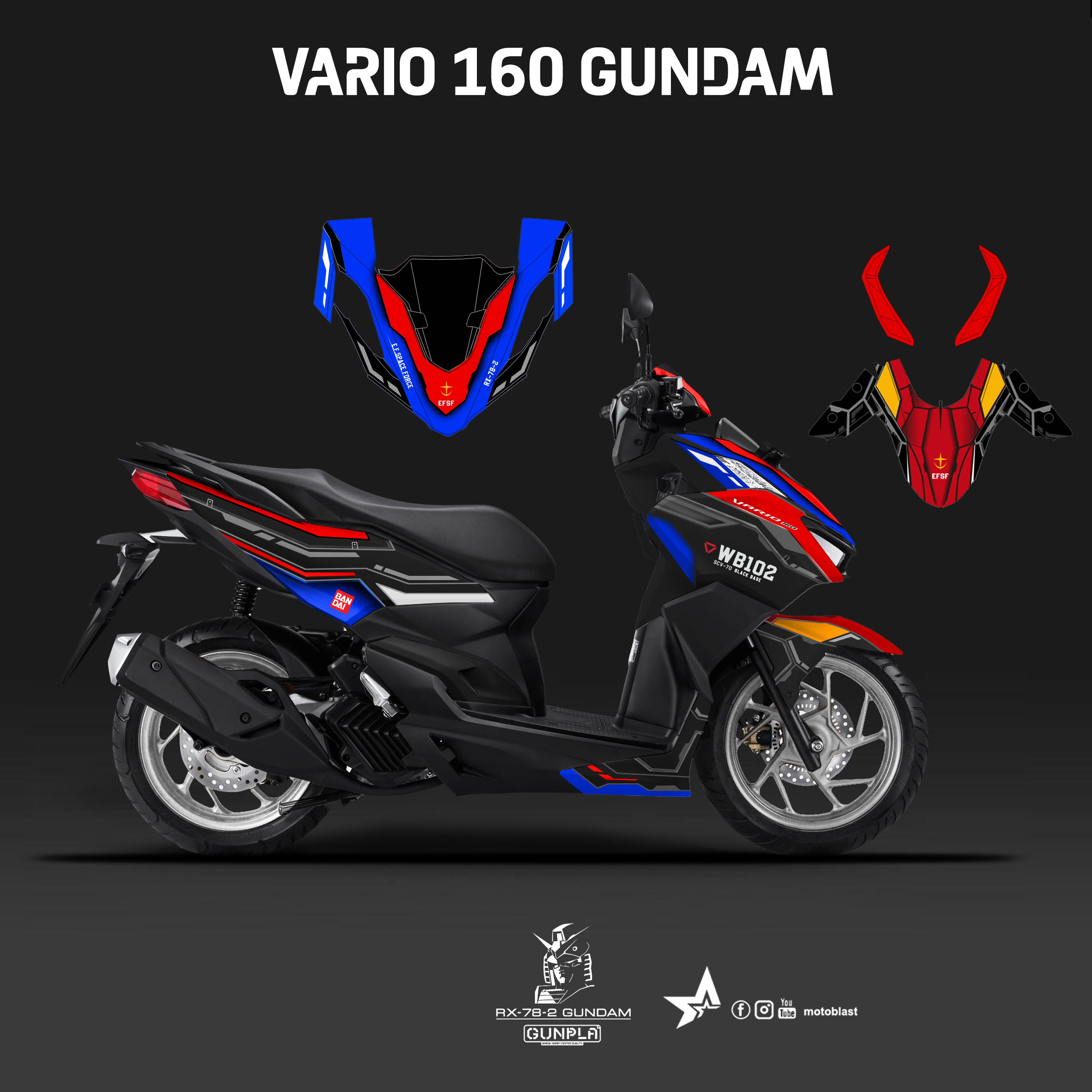 Vario Putih Modif. Kumpulan Modifikasi Honda Vario 160 Gundam RX782 hitam dan