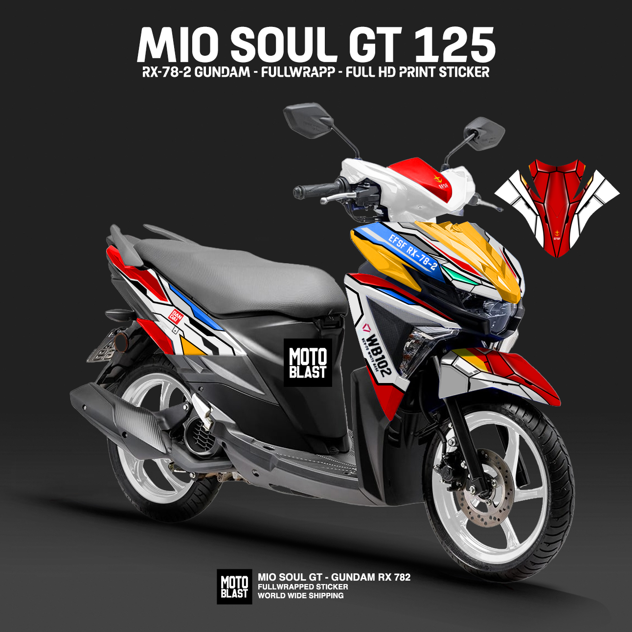 Mio Soul Gt 125 Modif. Modifikasi Striping Yamaha Mio Soul GT125 Gundam RX-782