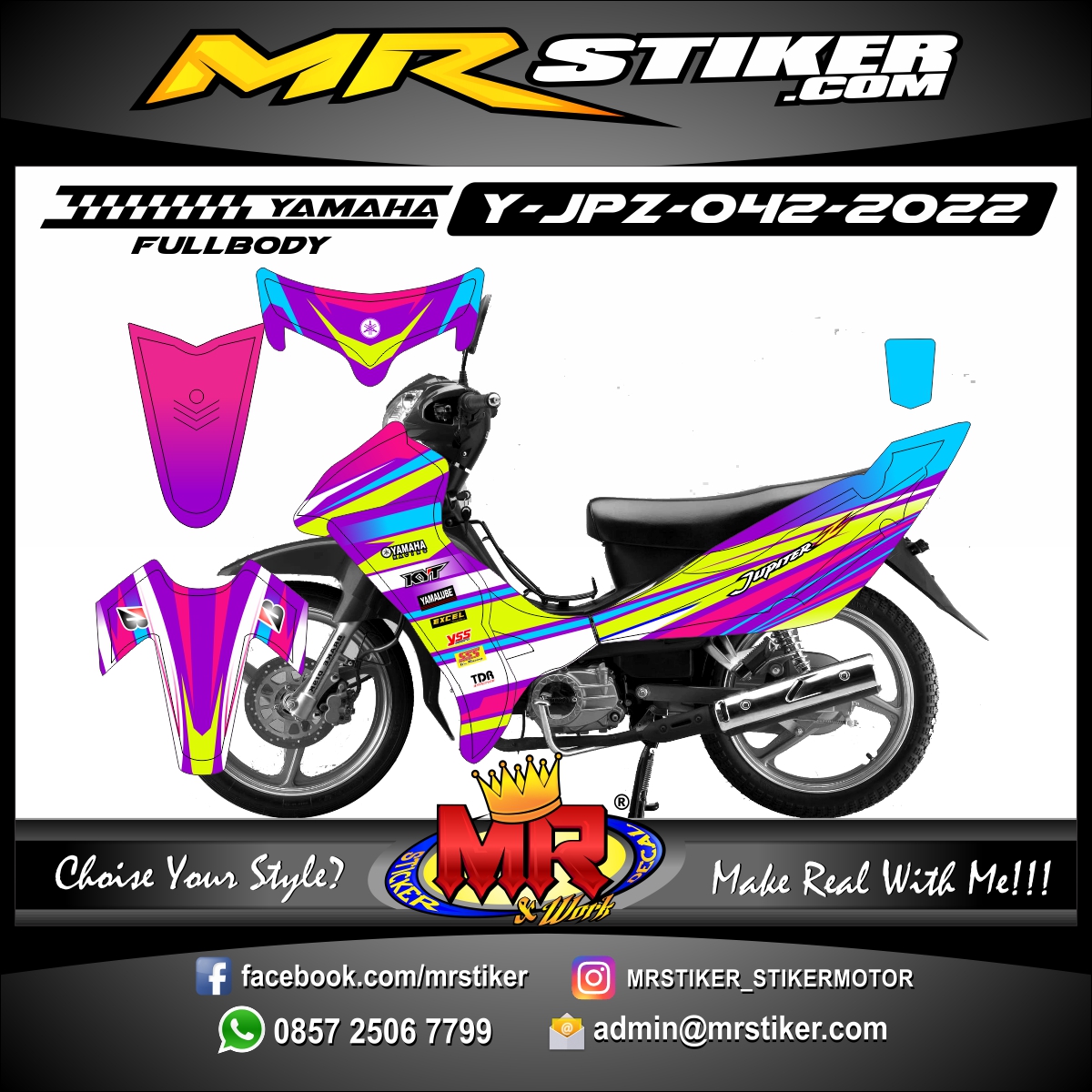 Decal Jupiter Z1 Keren. Stiker motor decal Yamaha Jupiter Z Graphic Line Racing ColorFull