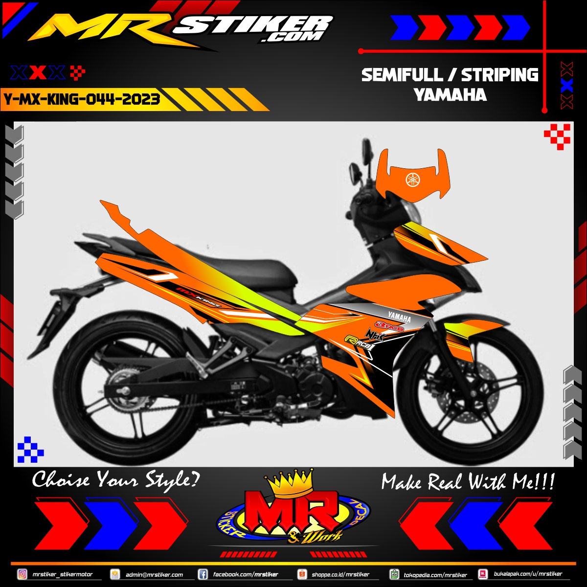 Mx King Orange. Stiker motor decal Yamaha MX KING Orange Grafis Livery Race