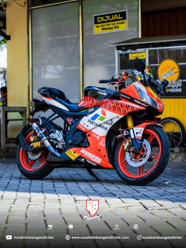 Modif R15 V2 Merah. Decal Sticker Yamaha R15 V2 Livery Mandalika SAG Hitam Merah