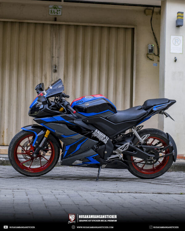 Modif R15 V3 Biru. Decal Stiker Motor R15 V3 Karbon Grafis Merah Biru Modifikasi