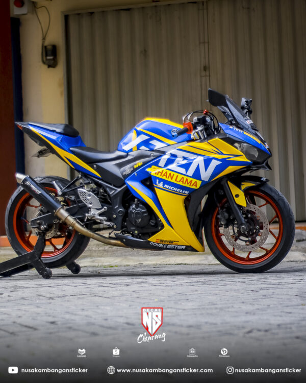 R25 Biru Modif. Desain Stiker Motor Yamaha R25 Biru Kuning Stiker Modifikasi Full