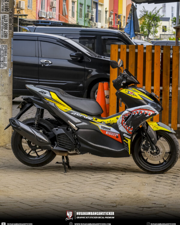 Modifikasi Aerox Hijau Stabilo. Sticker Motor Yamaha Aerox 155 Conected Shark Kuning Modifikasi