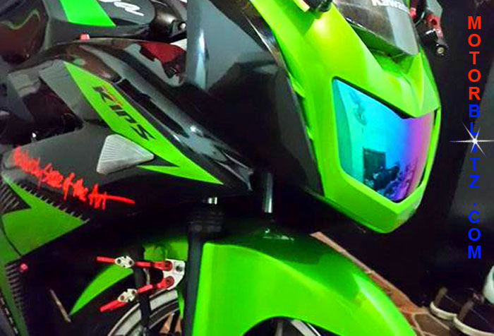 New Vixion Pake Lampu Ninja R. Mika atau kaca pelangi lampu depan Ninja 150 R.