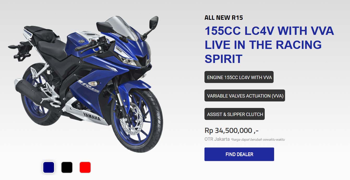 Yamaha R15 Harga Otr. All New Yamaha R15 dibandrol 34,5 Juta rupiah OTR jakarta Via