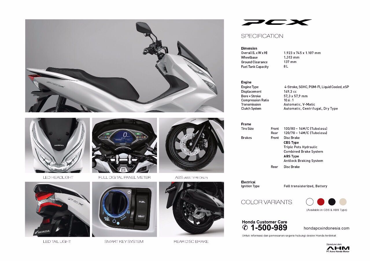 Motor Double Disk. AHM Resmi Rilis New Honda PCX CBS dan ABS .. Double disk