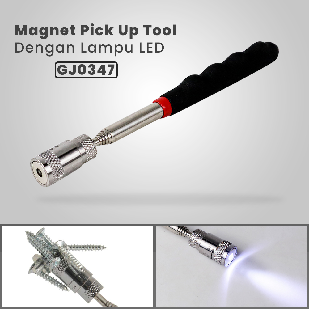 Pick Up Magnet. Tongkat Magnet Pick Up Tools Telescopic dengan Lampu LED