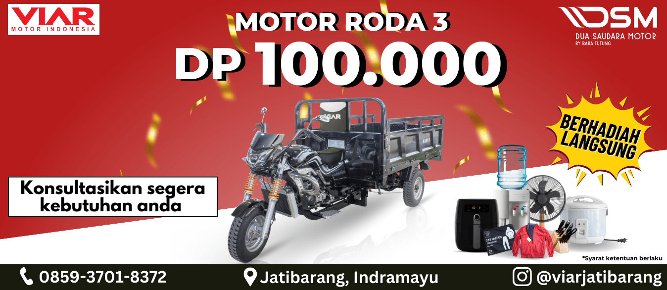 Kredit Motor Roda Tiga Tanpa Dp. Promo DP 100 Ribu Motor Roda 3 Viar di Dua Saudara Motor VIAR